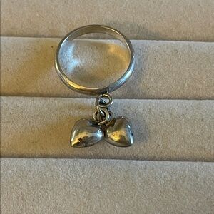 Double Heart Silver Ring